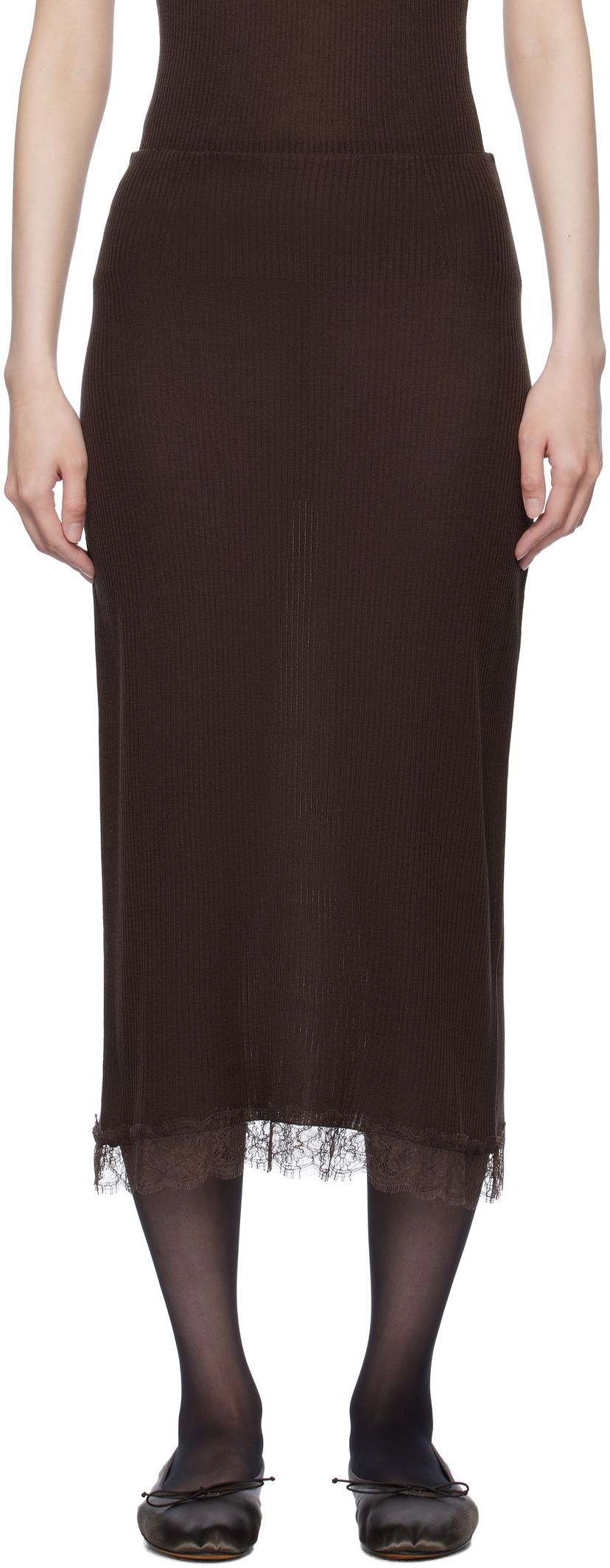 Kjol The Row The Row Indira Midi Skirt Brun | 8438-Y136