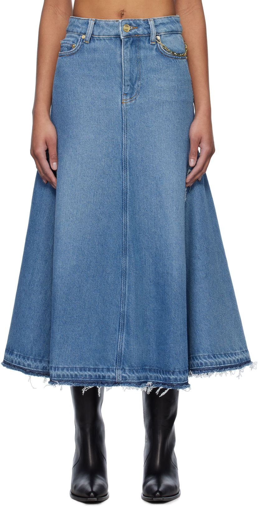 Kjol GANNI GANNI Denim Midi Skirt Blå | J1601