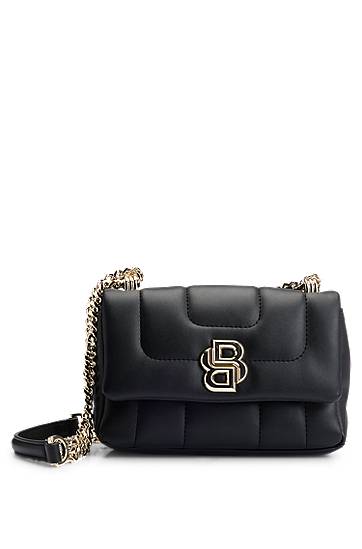 Handväska BOSS Balmain Quilted Shoulder Bag with Double B Monogram Svart | 50528858