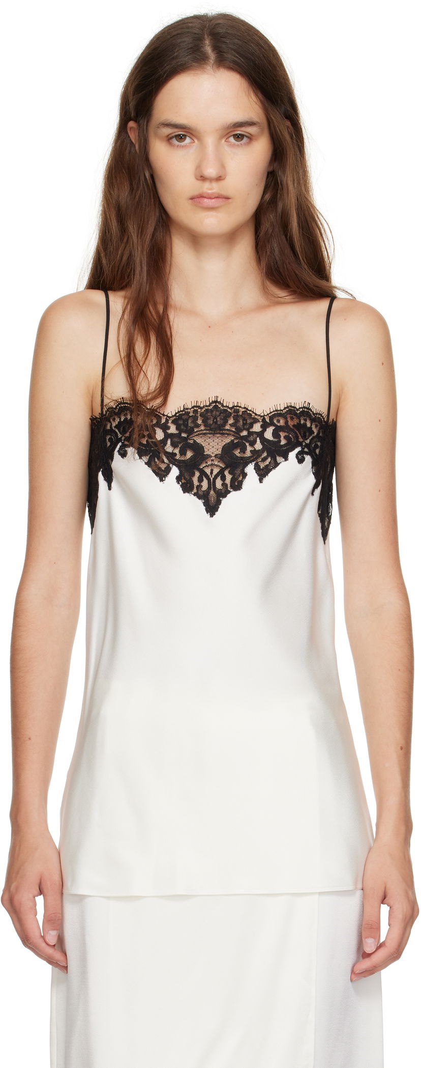 Linne Stella McCartney Stella McCartney Satin Lace Cami Top Vit | 6T02613FU302