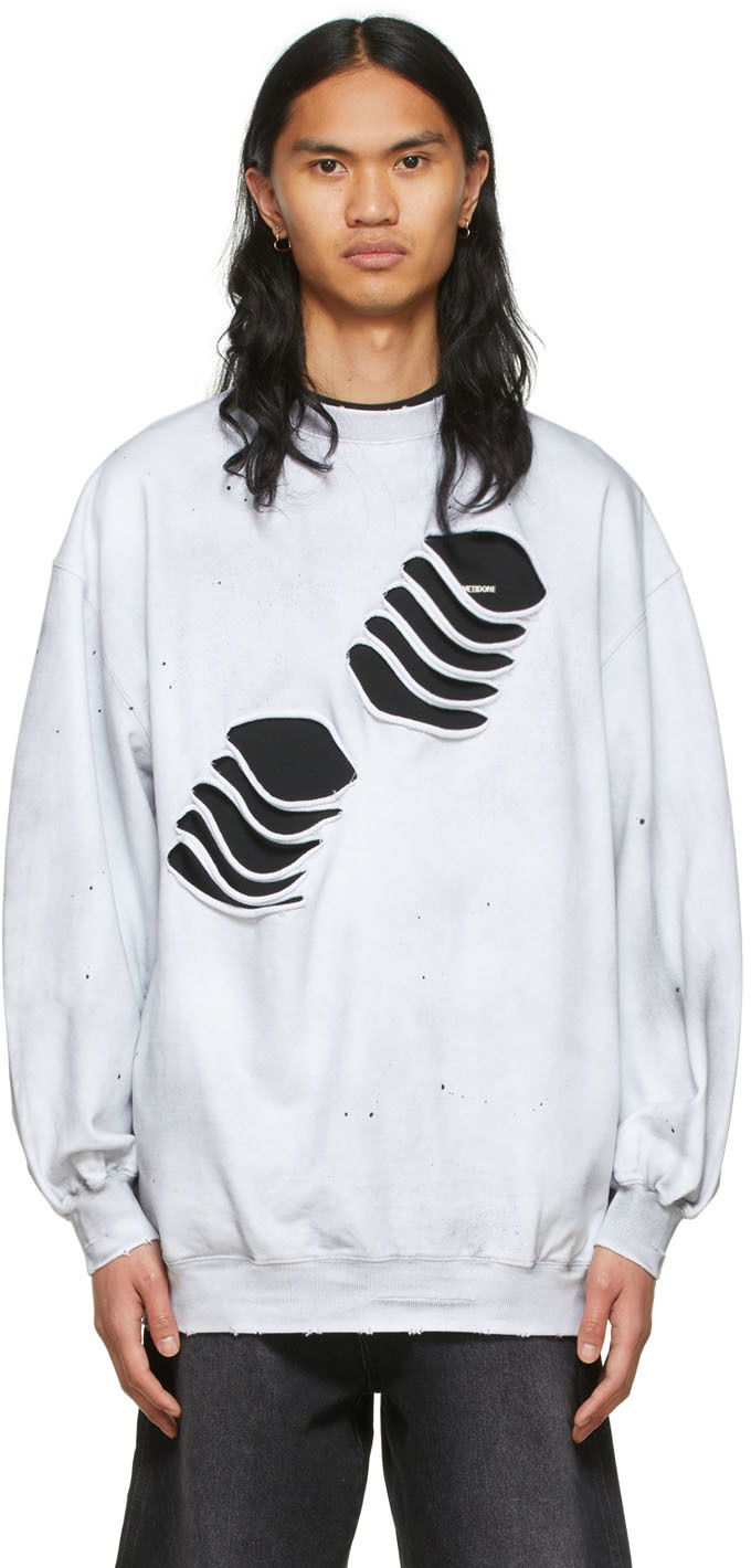 Sweatshirt We11done We11done Men's Distressed Graphic Sweatshirt Vit | WD-TS1-22-713-U-WH