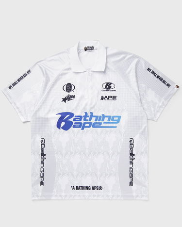 Polotröja BAPE Flame Pattern Overall Print Relax Fit Polo Shirt Vit | 001POL301304MWH, 1