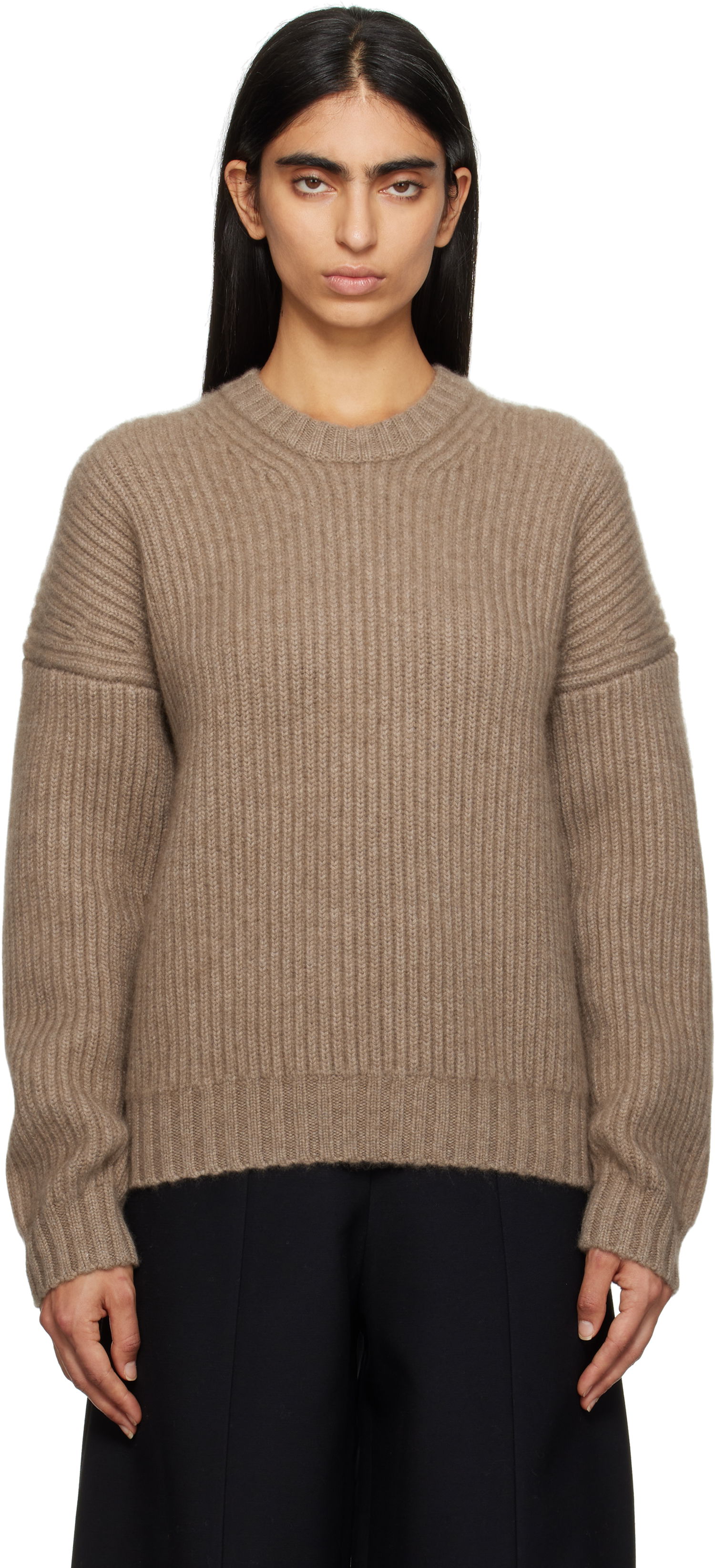 Sweater Khaite Manuela Cashmere-Blend Ribbed Sweater Brun | 9657600, 0