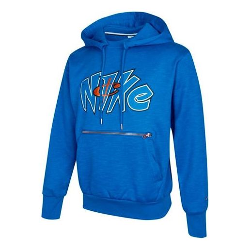 Sweatshirt Nike Sportswear Knit Hoodie with Pocket Blå | DA5990-480
