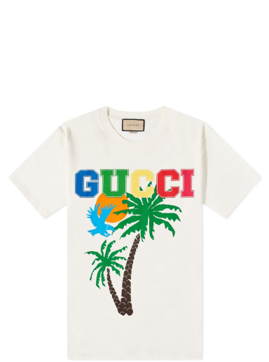 T-shirt Gucci Palms Tee White Vit | 548334-XJEOW-9095