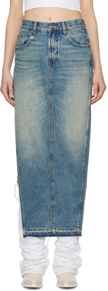 Kjol R13 R13 Denim Maxi Skirt with Side Slits Blå | R13WD102-D173A, 0