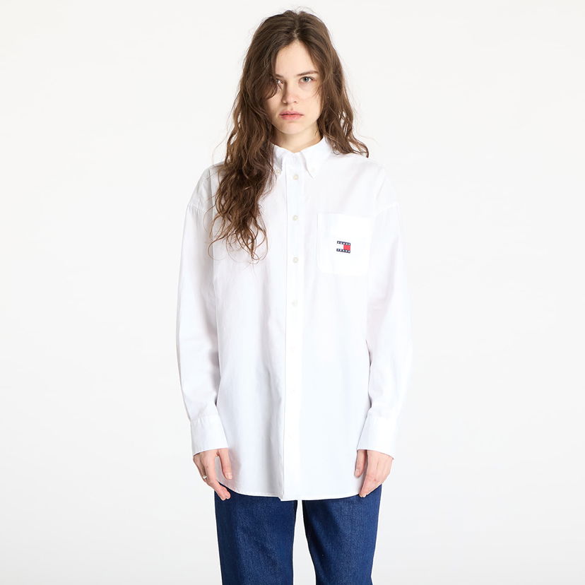 Skjorta Tommy Hilfiger Tommy Jeans Oversized Badge Oxford Shirt Vit | DW0DW20289 YBL