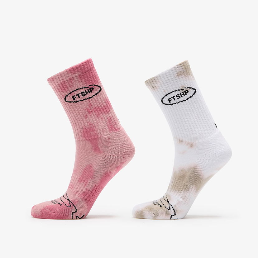 Strumpor Footshop Basic Crew Socks 2-Pack Tie Dye Color Flerfärgad | FTSHP_362