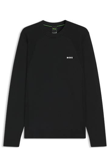 Sweater BOSS Men's BOSS Body-Mapped Sweater with Contrast Logo Svart | 50541944, 0