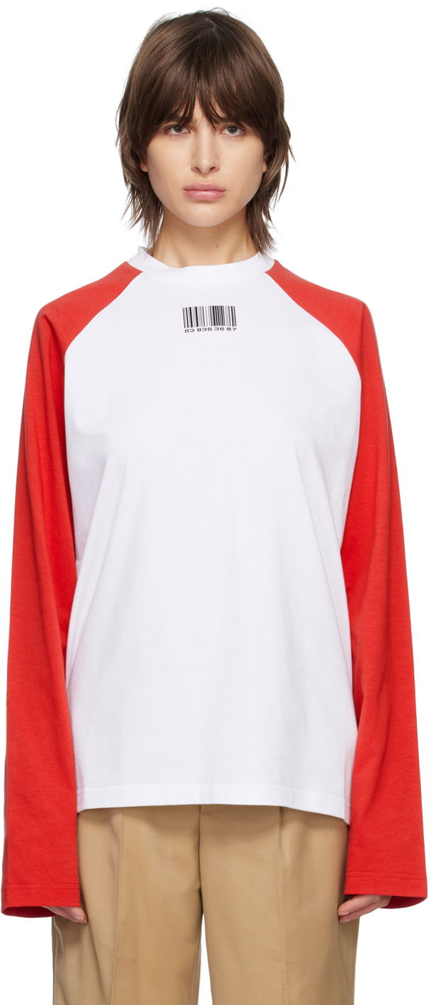 T-shirt VETEMENTS Barcode Long Sleeve T-Shirt Vit | VL16LS140R