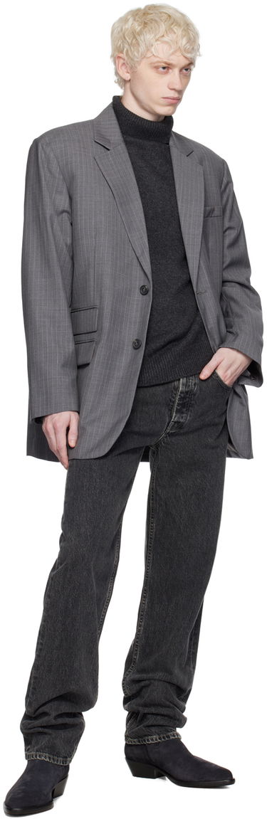 Jacka Helmut Lang Oversized Pinstripe Blazer Grå | N09HM104, 3