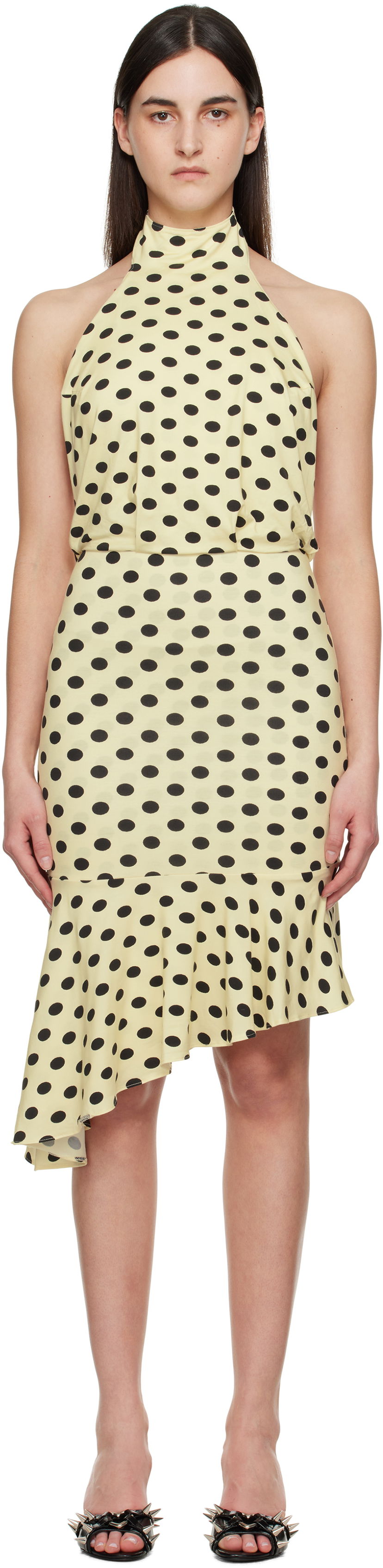 Klä Miaou Miaou Karina Polka Dot Halter Midi Dress Gul | 5028TJBBNP