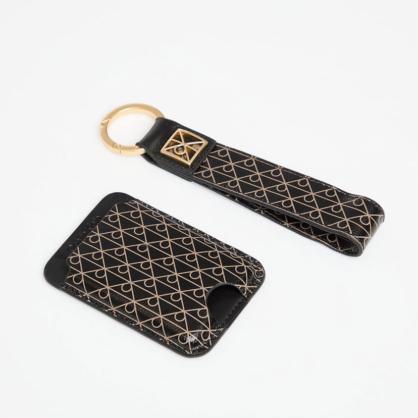 Nyckelringar CALVIN KLEIN Calvin Klein Emblem Aop Key Fob and Cardholder Set Svart | LV04F1101G UB1