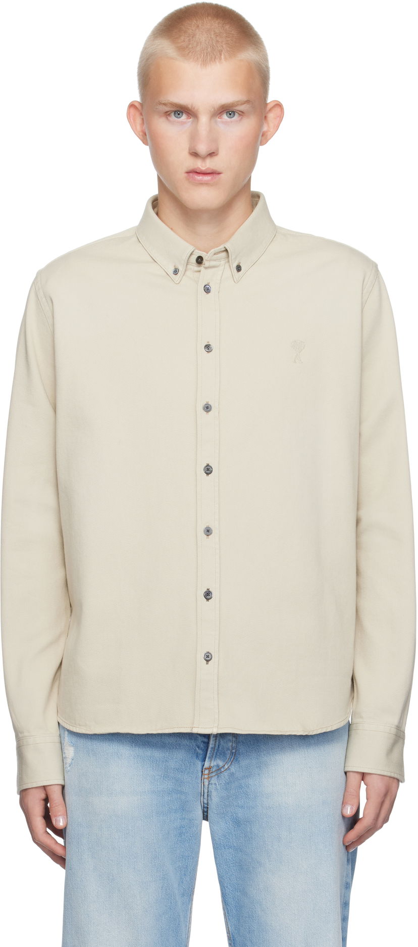 Skjorta AMI Oxford Shirt Beige | USH060.CO0149
