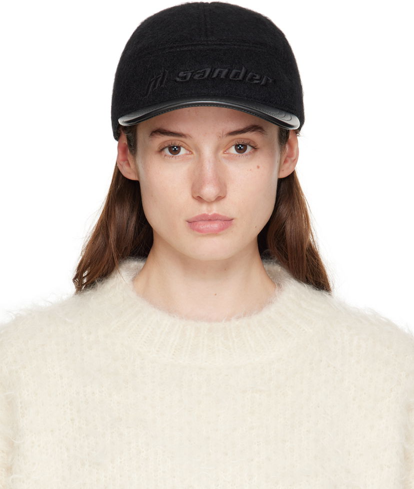 Keps Jil Sander Embroidered Logo Wool Baseball Cap Svart | J03TC0103_JTN308