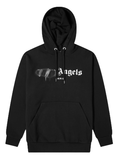 Sweatshirt Palm Angels Sprayed Paris Logo Popover Hoodie Svart | PMBB003S21FLE0021010