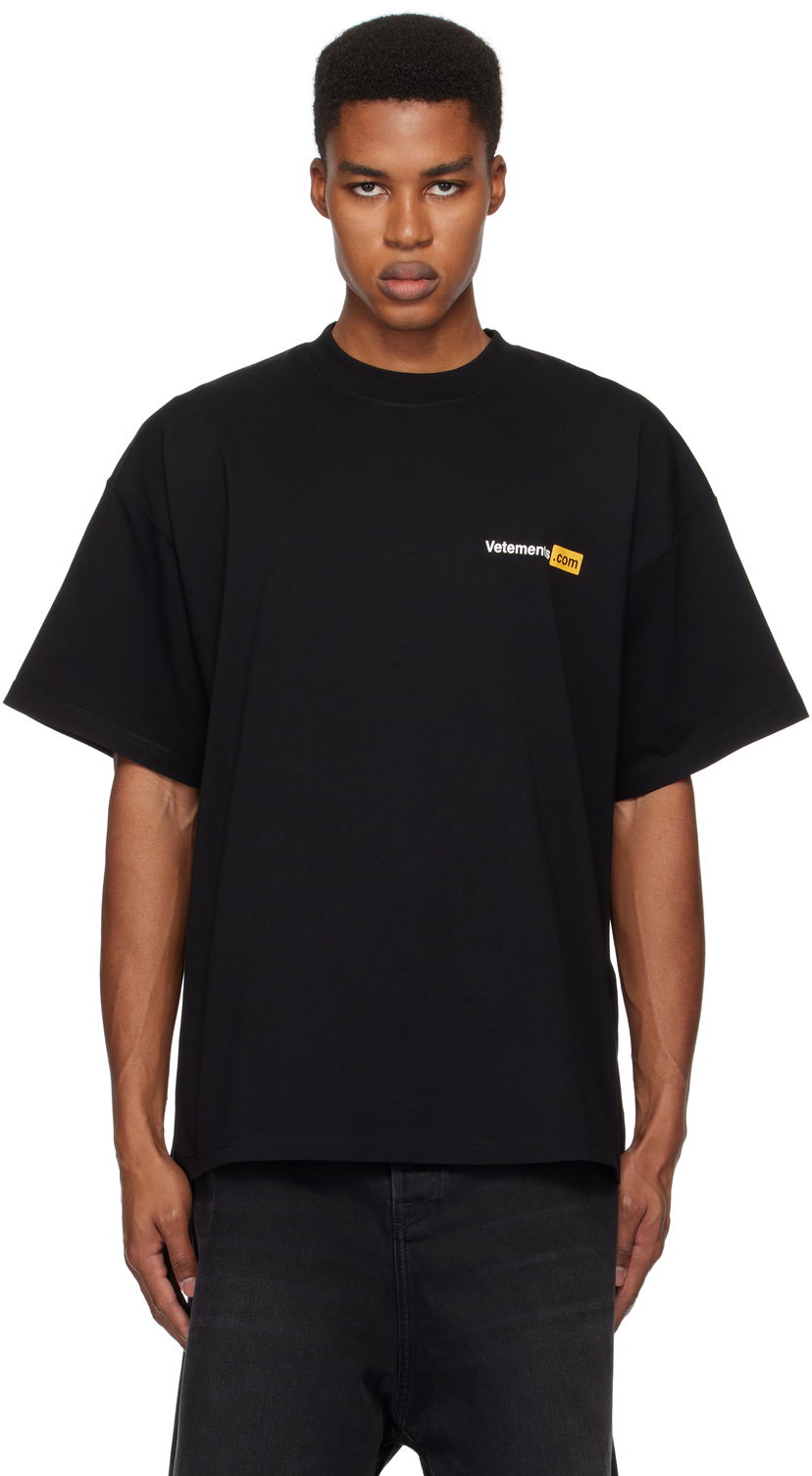 T-shirt VETEMENTS Black '.Com' T-Shirt Svart | UA66TR750B