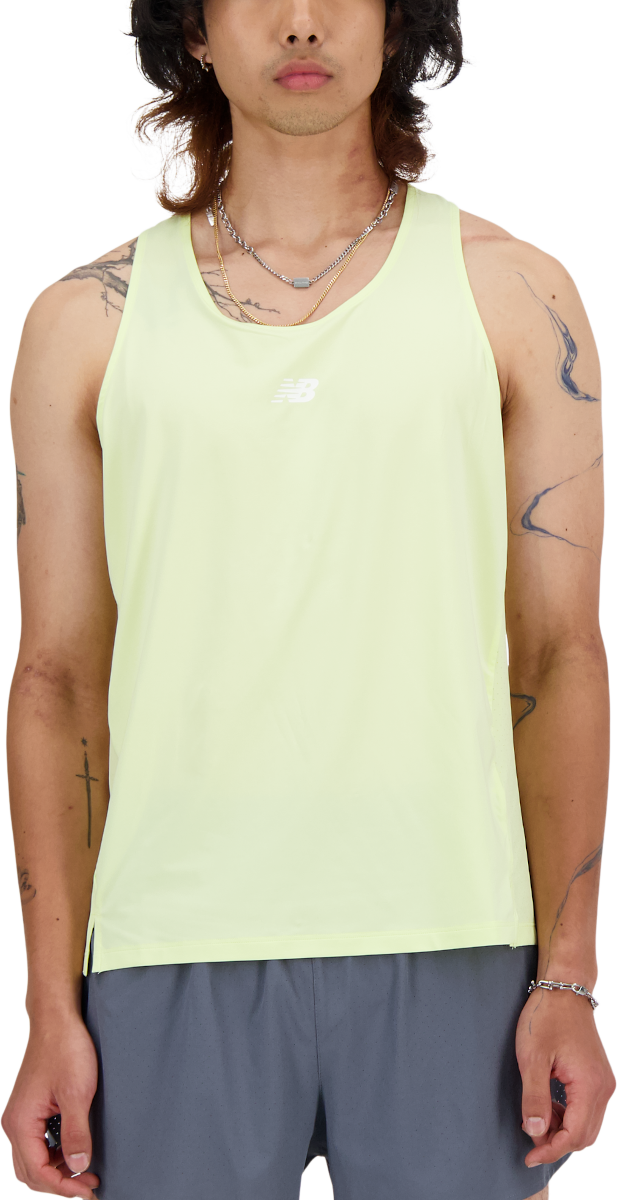 Linne New Balance Athletics Racing Singlet Vit | mt41290-llt