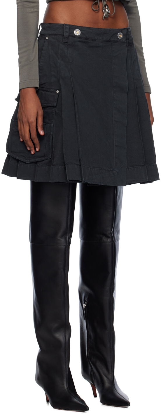 Kjol Dion Lee Kilt Denim Midi Skirt Svart | C1005PS24, 1