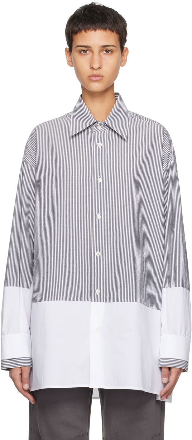 Skjorta Maison Margiela MM6 Maison Margiela Striped Two-Tone Shirt Vit | S62DT0014 S78358