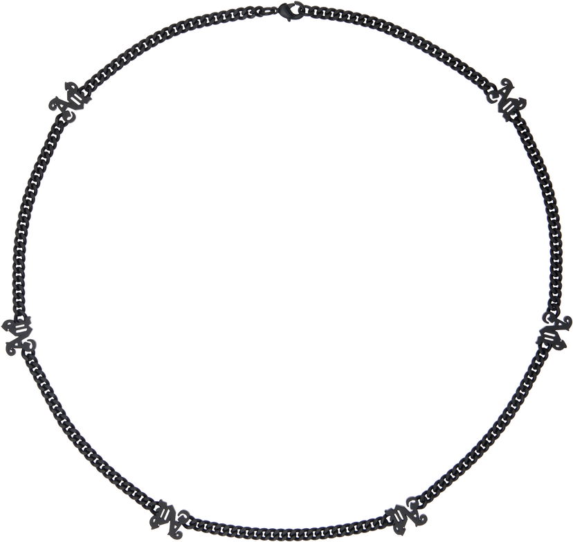 Halsband Palm Angels Chain Necklace With Monogram Svart | PMOB121F24MAT0011010