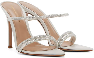 Sneakers och skor Gianvito Rossi Cannes Crystal-Embellished Satin Heeled Sandals Vit | G16090.15RIC.XCN, 3