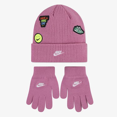 Tillbehör Nike Have a Nike Day Knitted Beanie and Gloves Set with Patches Rosa | 9A3135-ACG, 1
