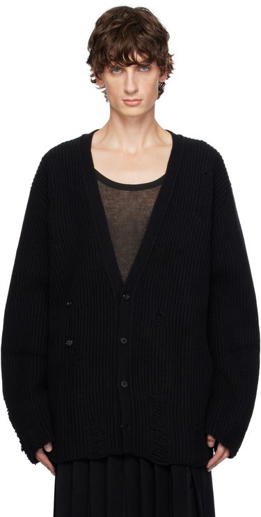 Sweater Ann Demeulemeester Ingemar Oversize Distressed Cardigan Svart | 2402-M-KN31-KN048-099, 0