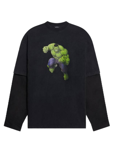 T-shirt Balenciaga Hulk 2021x MARVEL Layered T-shirt Svart | 671401TLV631000