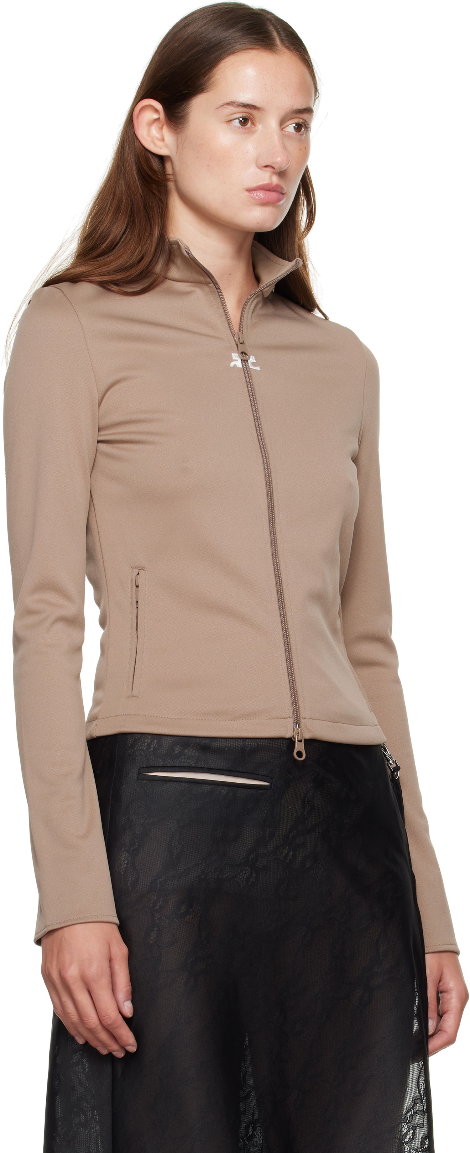 Jacka Courrèges Courrèges Biker Track Jacket Beige | 325JVE133JS0250, 1