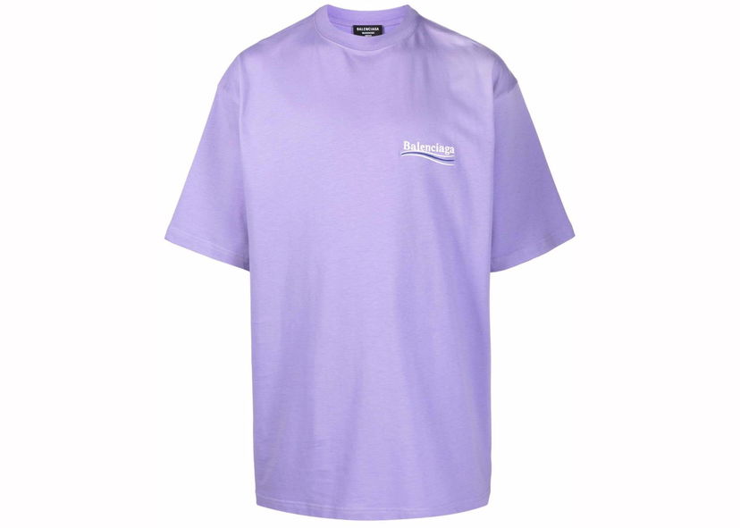 T-shirt Balenciaga Political Campaign Oversized Logo-Print T-shirt Purple Purpur | 641675TKVJ13072