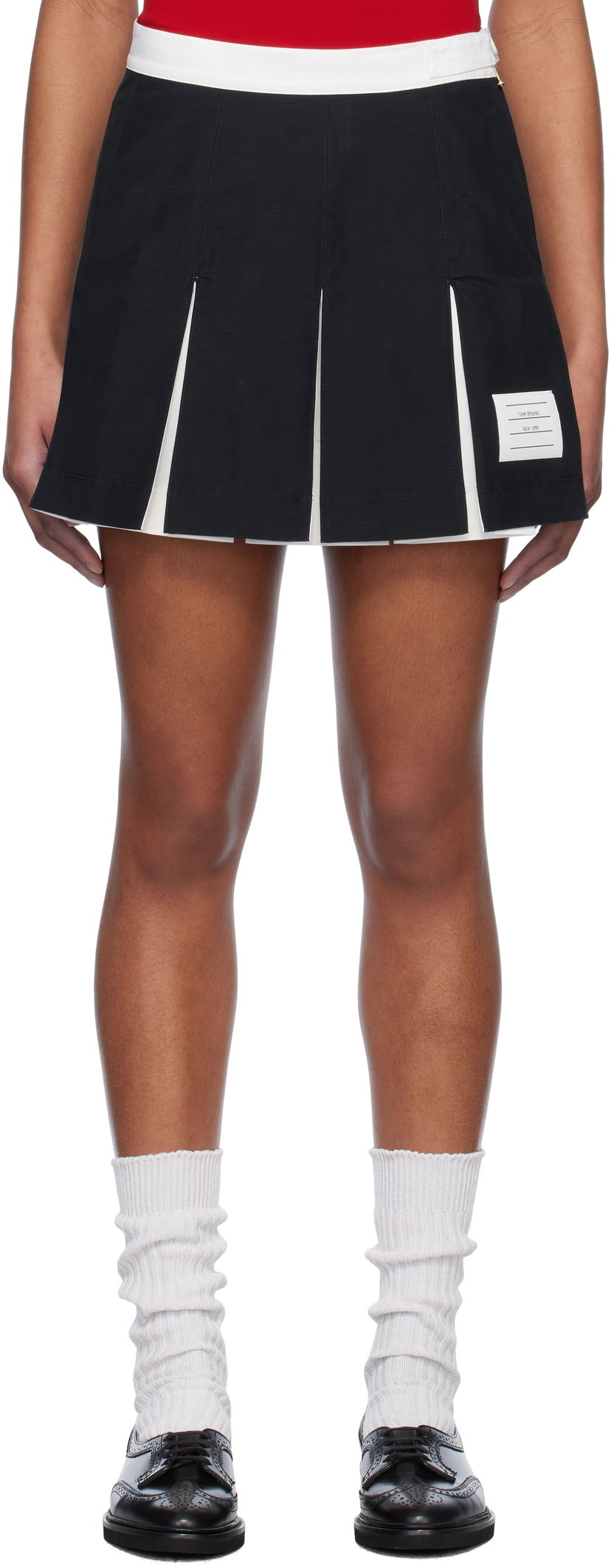 Kjol Thom Browne Thom Browne Ripstop Box Pleat Miniskirt Svart | FJK133A-07651