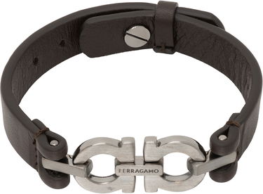 Armband FERRAGAMO Ferragamo Double Gancini Leather Bracelet Brun | 785726, 0