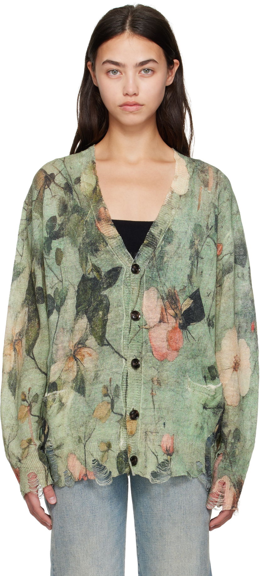 Sweater R13 R13 Boyfriend Floral Cardigan Grön | R13WY200-Y227A