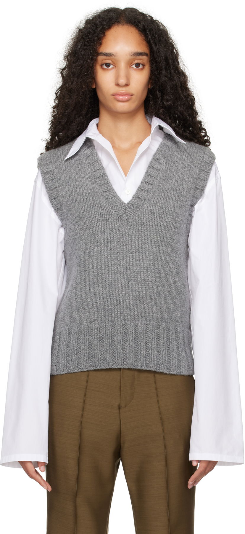 Sweater YMC Heidi Knit Vest Grå | Q8XAO