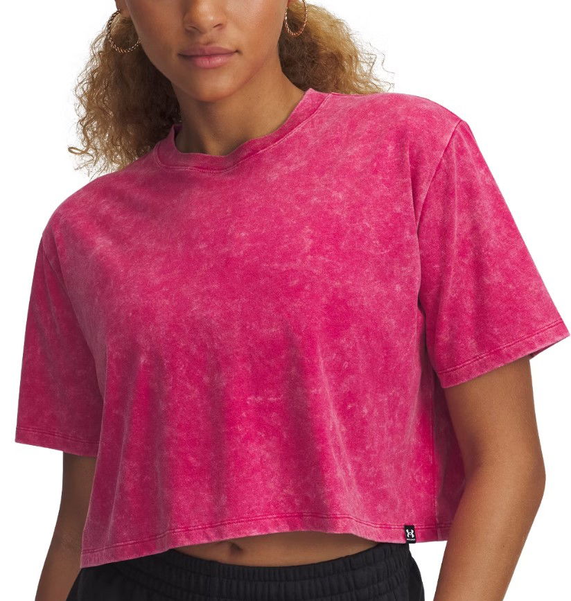 Crop top Under Armour Under Armour Rival Wash Short Sleeve Crop Top Rosa | 1389724-681