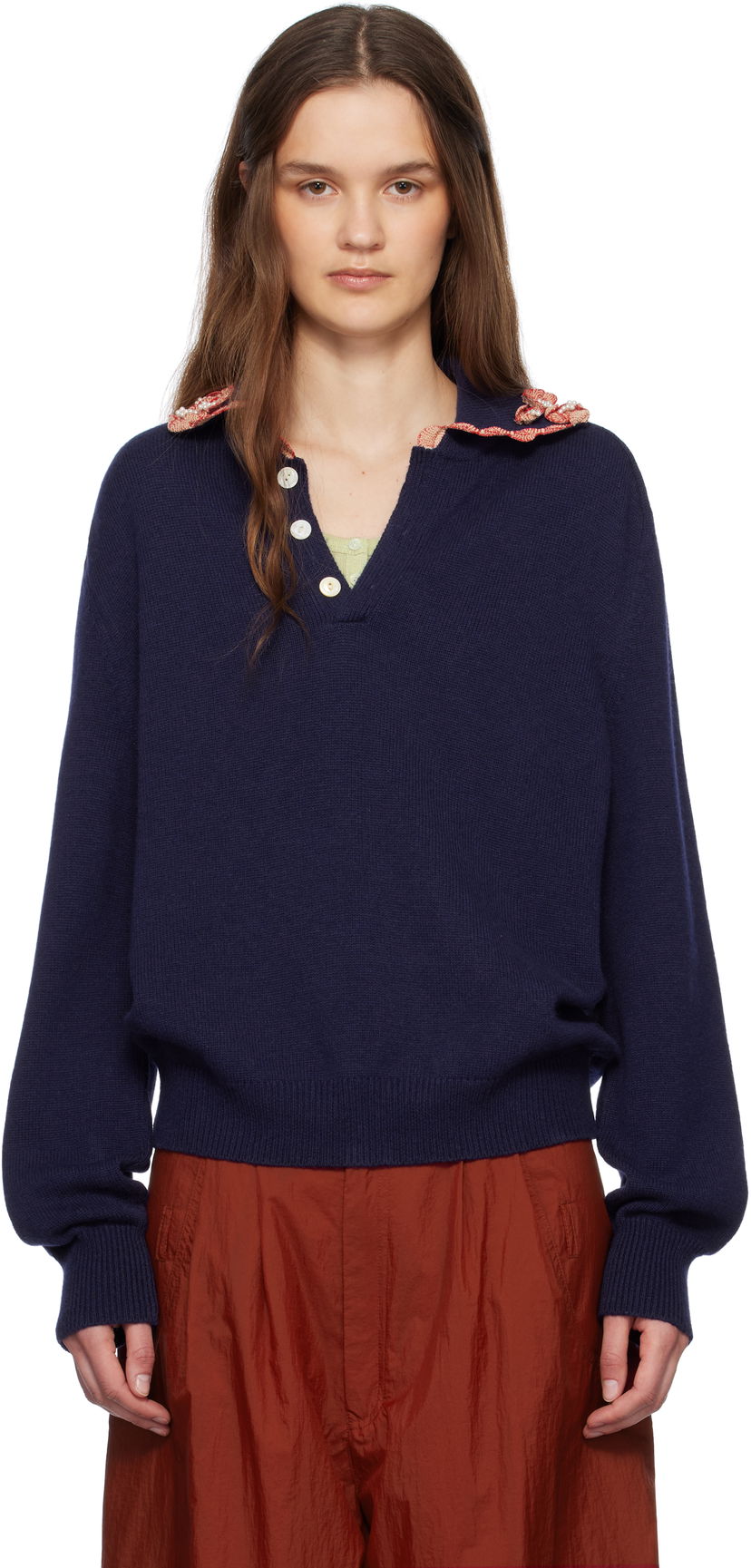 Sweater Bode Bode Rookie Polo Mörkblå | MRS25KT016