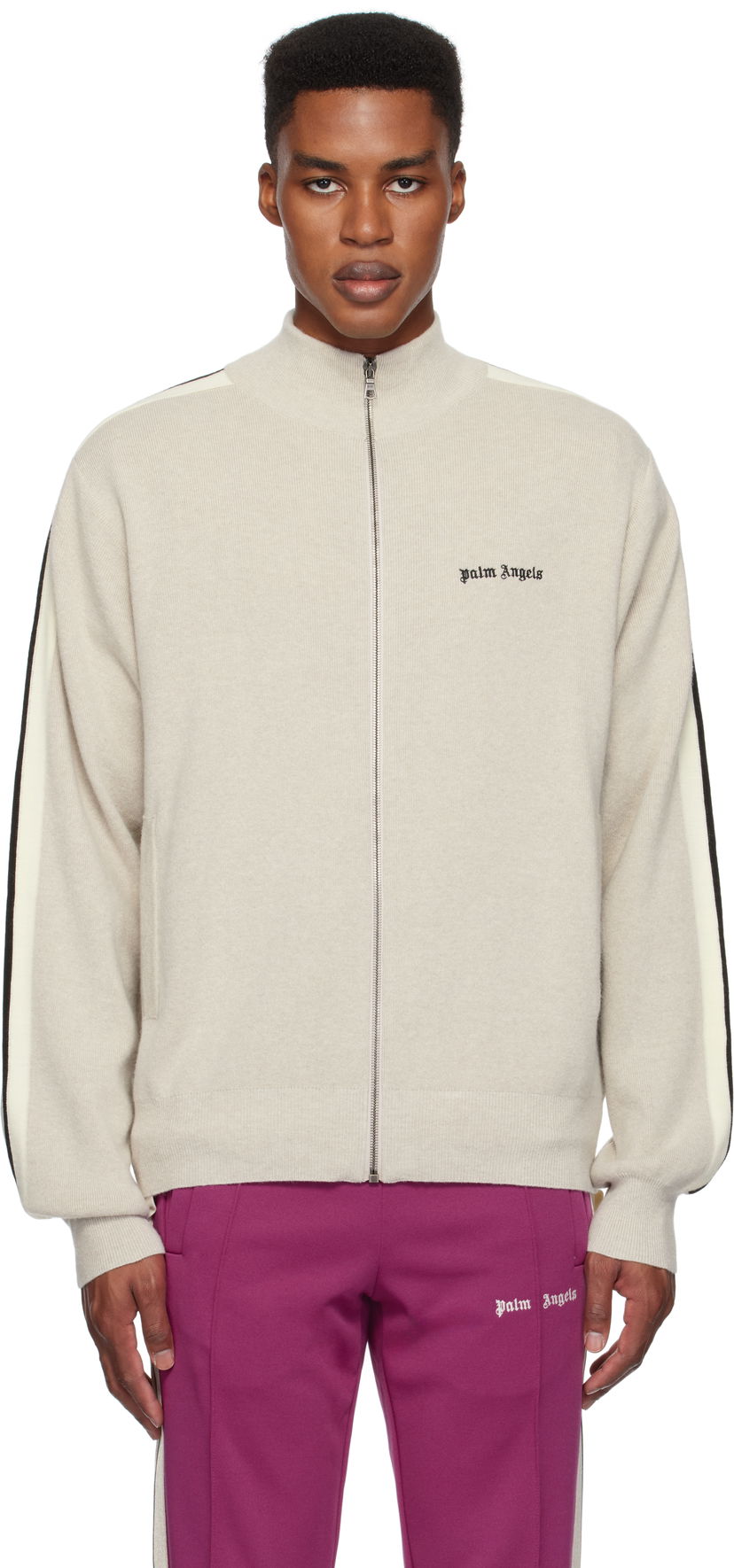 Träningsoverall Palm Angels Track Jacket Beige | PMHA028F24KNI0016110