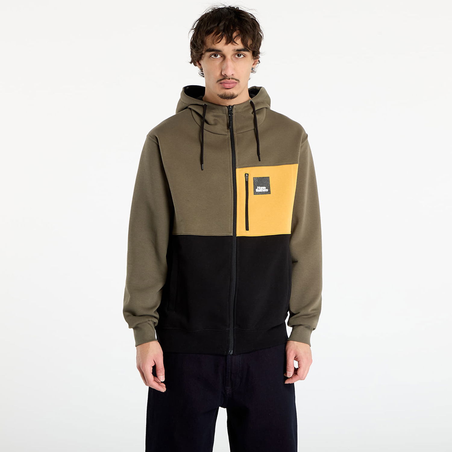 Sweatshirt Horsefeathers Vick Full-Zip Colorblock Hoodie with Chest Pocket Flerfärgad | SM1321M, 0