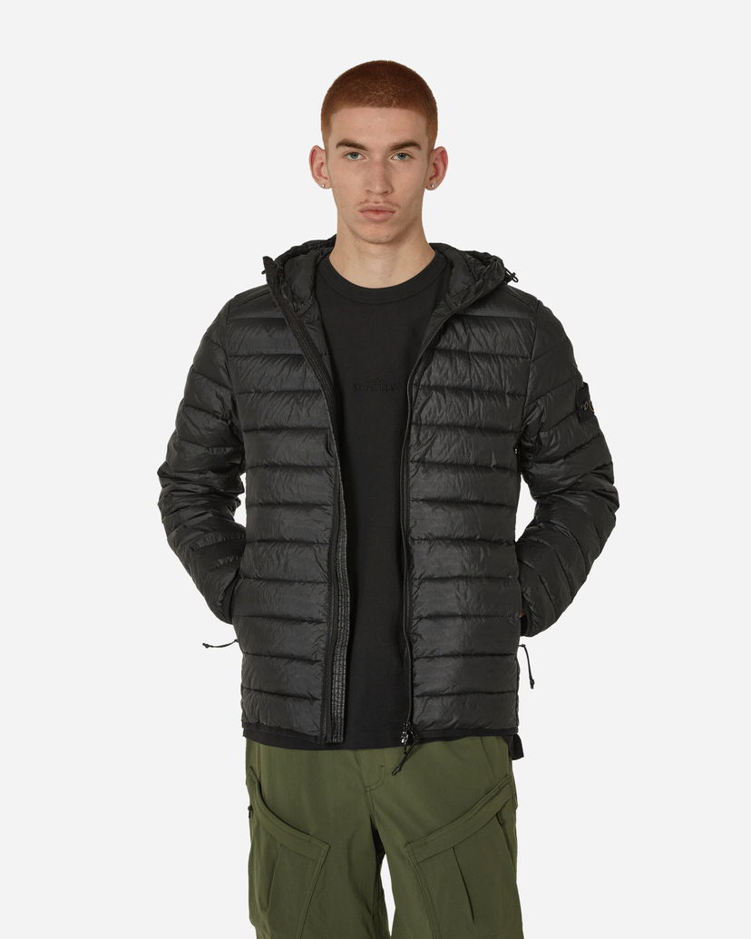 Jacka Stone Island Hooded Quilted Jacket Svart | 801540124 V0029