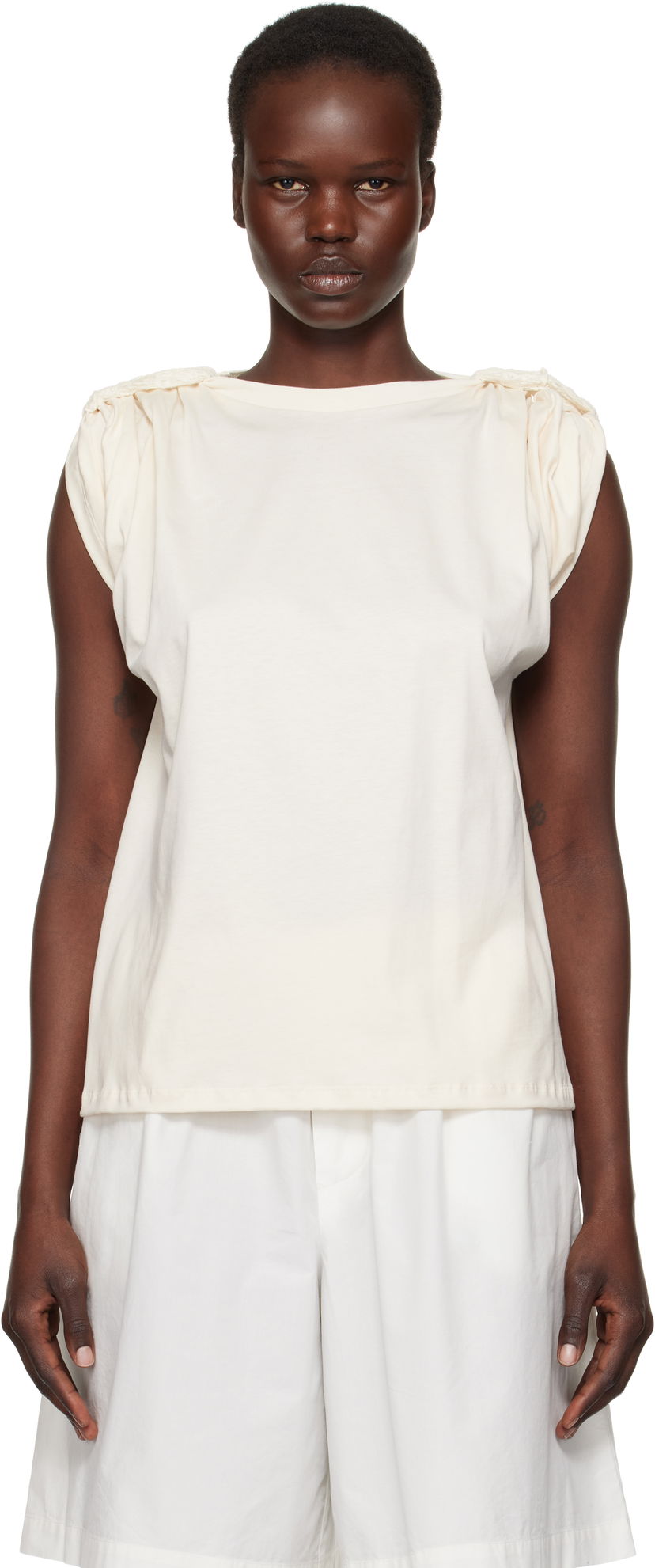 T-shirt Baserange Rodo Puff Sleeve T-Shirt Vit | TORO-RC-SP25