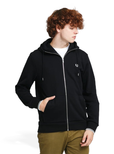 Sweatshirt Fred Perry Hooded Zip Trough Sweatshirt Svart | J7536 198