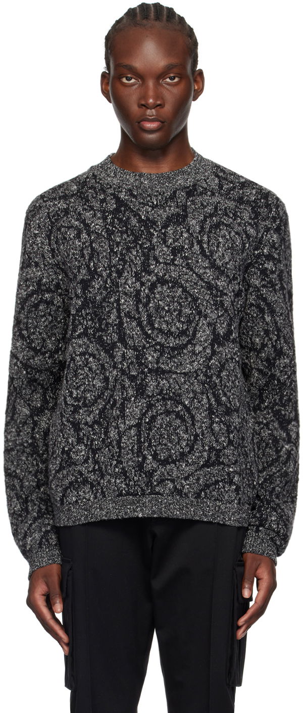 Sweater Versace Black Barocco Sweater Grå | 1016053_1A11189