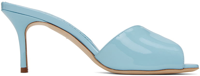 Skovård Manolo Blahnik Manolo Blahnik Houramu Patent Leather Mules Blå | 123-2332