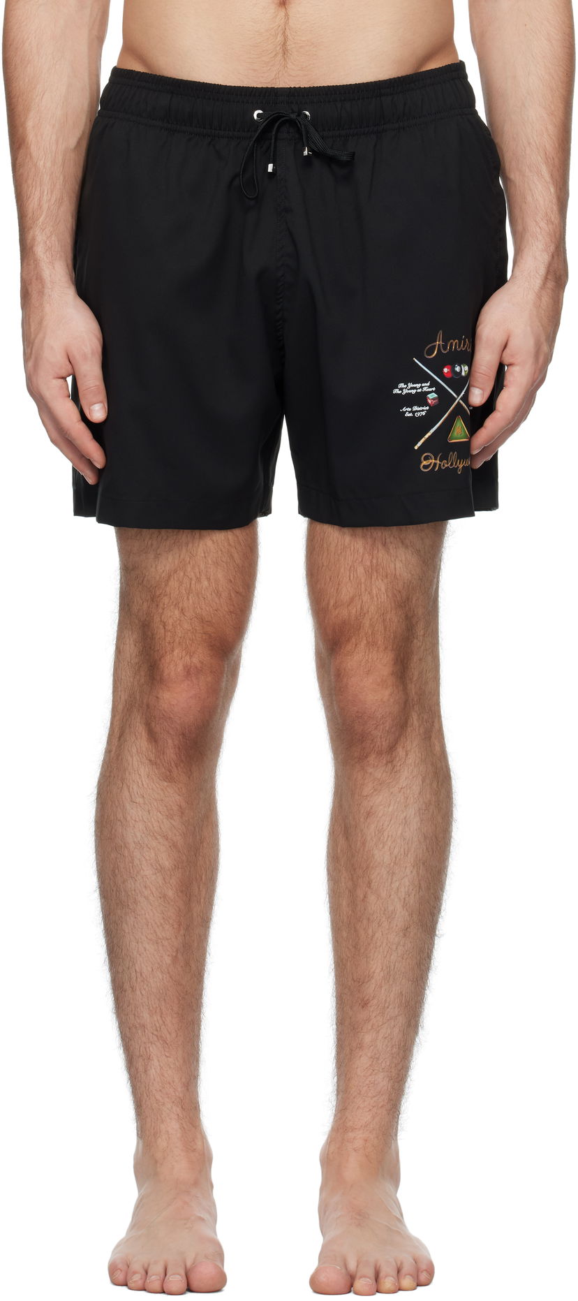 Badkläder AMIRI 'Pool Cue' Print Swim Shorts Svart | AMSWTK1026