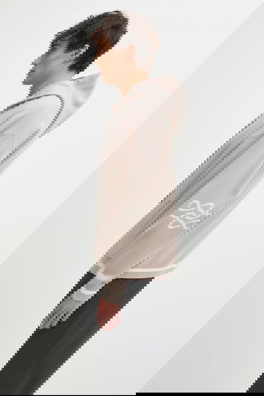 Sweatshirt Filling Pieces Knit Hoodie with Applique Beige | 422532500265, 1