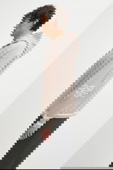 Sweatshirt Filling Pieces Knit Hoodie with Applique Beige | 422532500265, 1