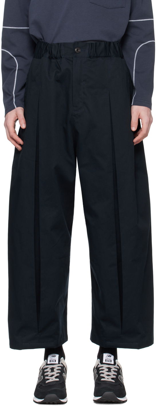 Byxor sage NATION SAGE NATION Box Pleat Trousers Mörkblå | S011