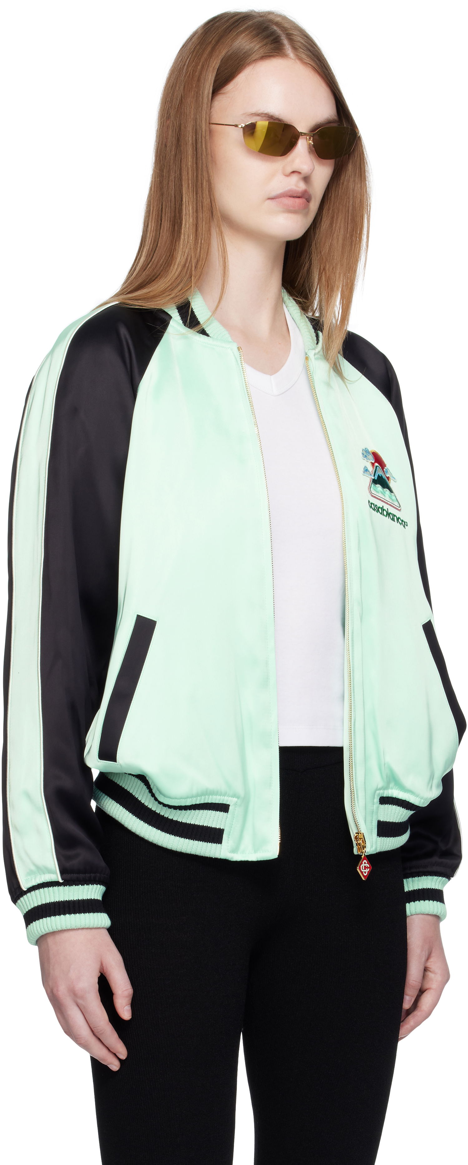 Bomberjacka Casablanca Casablanca Embroidered Satin Bomber Jacket Grön | WPF25-JK-373-01, 1