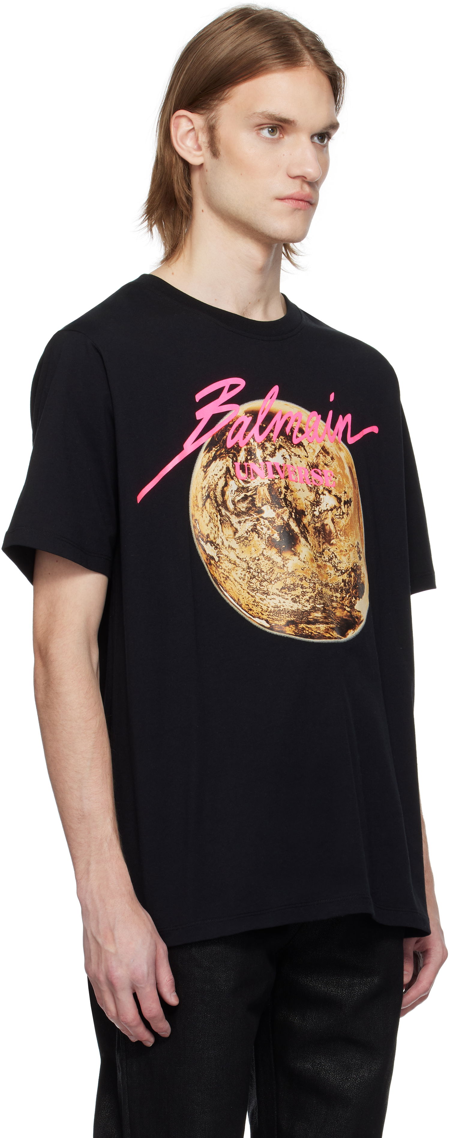T-shirt Balmain Balmain 'Universe' Logo & Planet Graphic T-Shirt Svart | EH0EG010GE78, 1